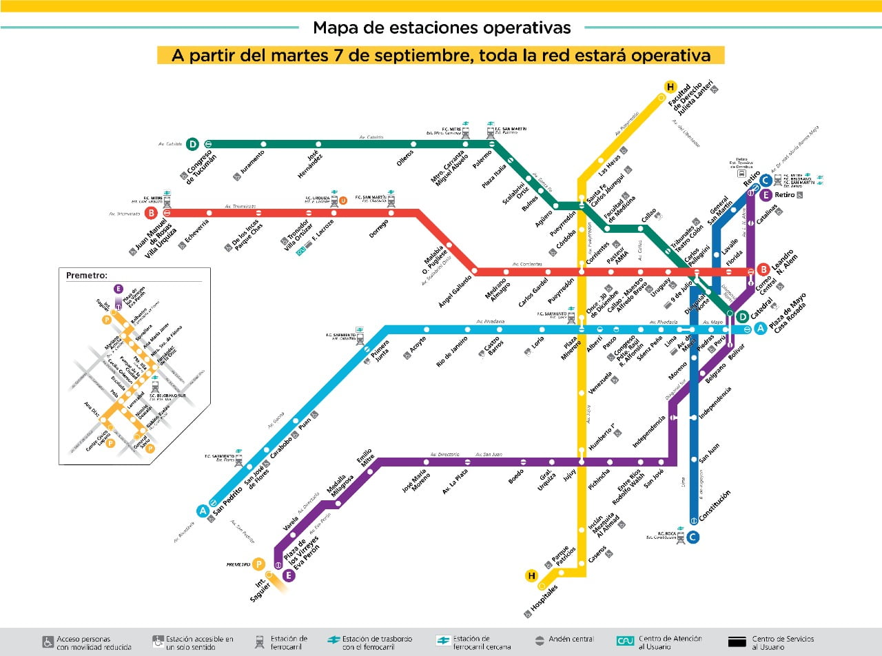 Mapa del Subte de Buenos Aires 2024